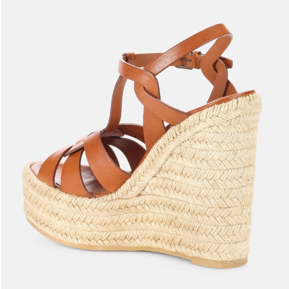 SAINT LAURENT Tribute leather espadrilles wedges sandals - Picture 5 of 5